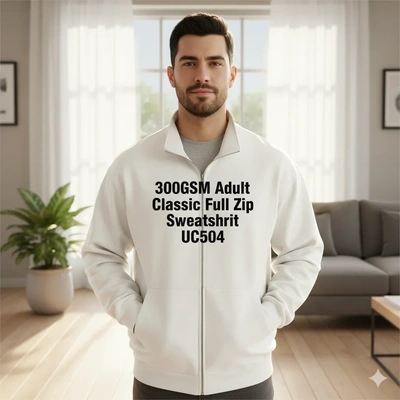  300gsm - Adult - Classic - Full - Zip - Sweatshirt - Uc504